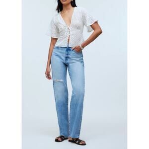 Madewell 90s Straight Jeans 24 0 NWT Revoir Wash Light Distressed Denim NO647